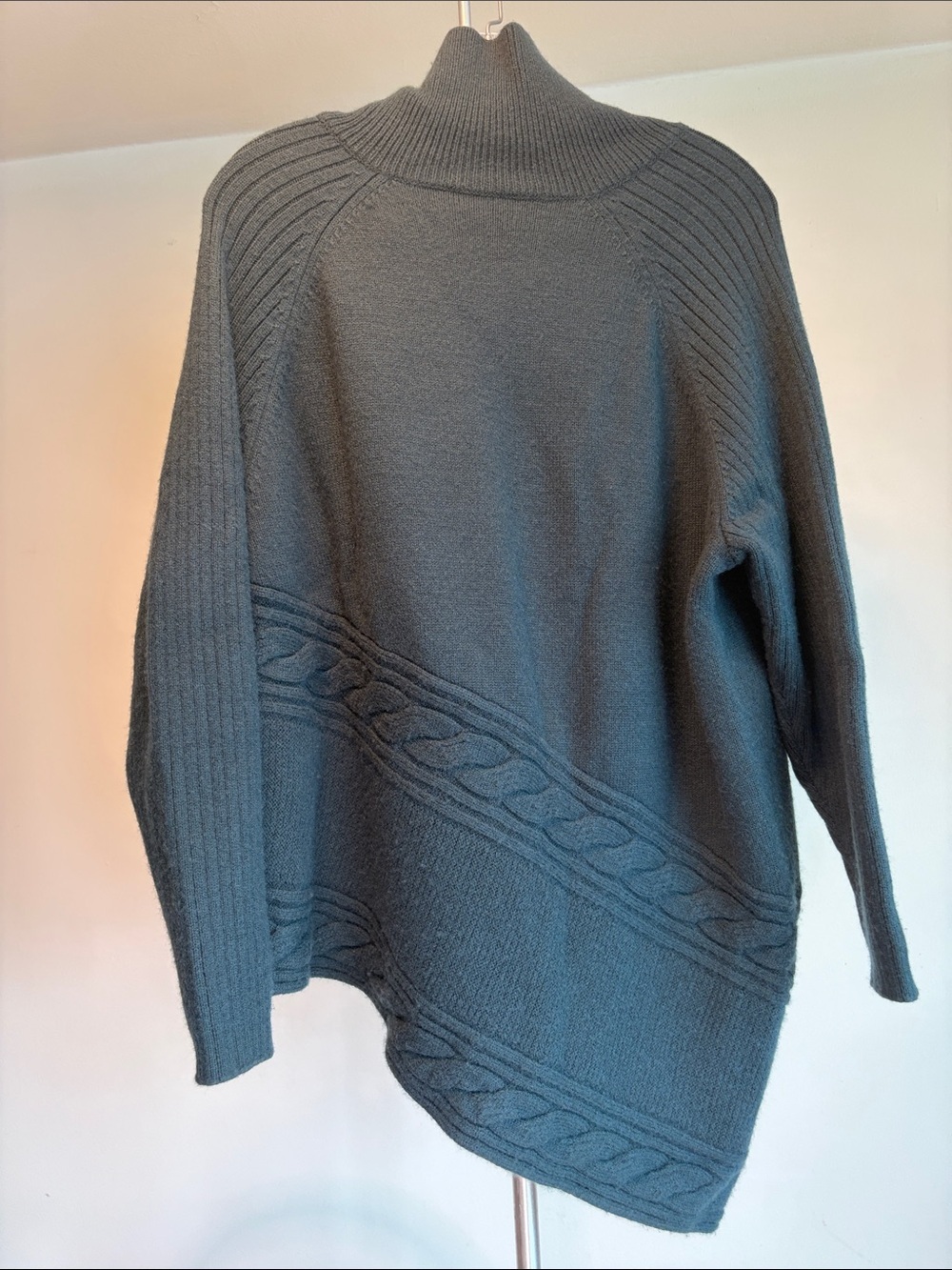 Marina Rinaldi Black Cable-Detail Turtleneck Sweater with Zip - Picture 2 of 5